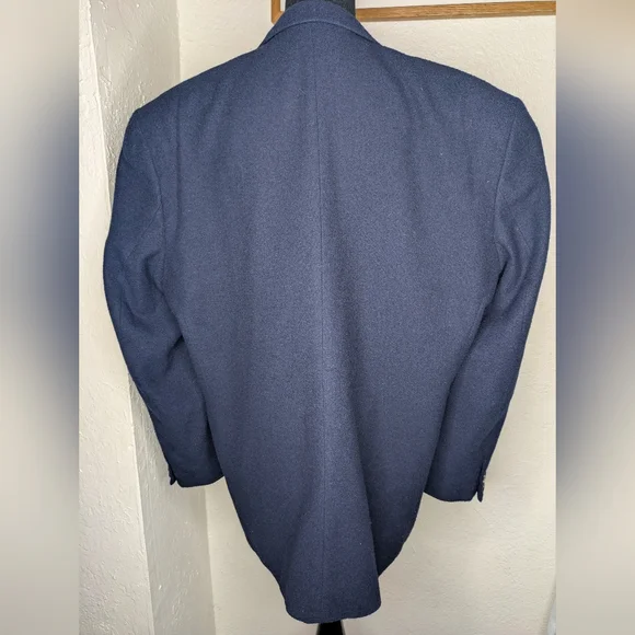 Vtg Celio Men's Wool Blend Navy Blue 3 Button Blazer Size Large